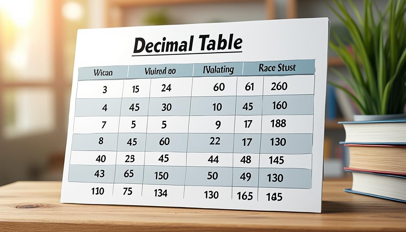 apprenez à créer un tableau décimal à imprimer facilement et efficacement. suivez nos conseils pratiques pour concevoir un outil pédagogique adapté aux besoins des élèves en mathématiques.