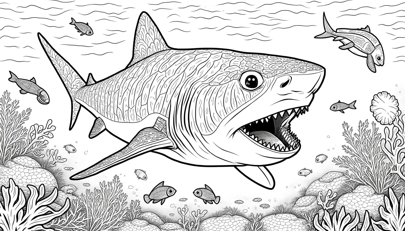 découvrez et partagez les plus beaux coloriages du requin megalodon ! inspirez-vous des créations d'autres passionnés et téléchargez des dessins uniques pour donner vie à ce géant préhistorique.